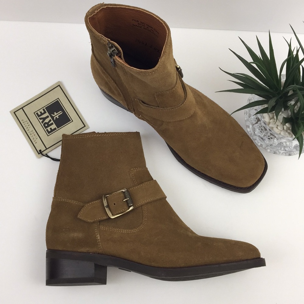 FRYE Brown Suede Hannah Engineer Boots